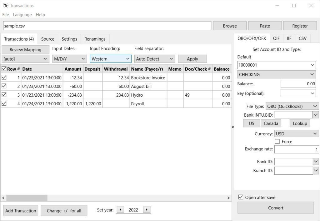 Transactions app